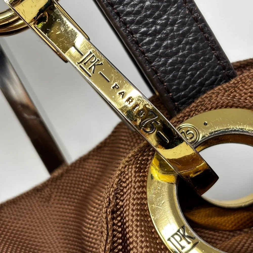 JPK Paris 75 Expandable‎ Shoulder Bag Gold Tone Hardware Leather Straps Brown